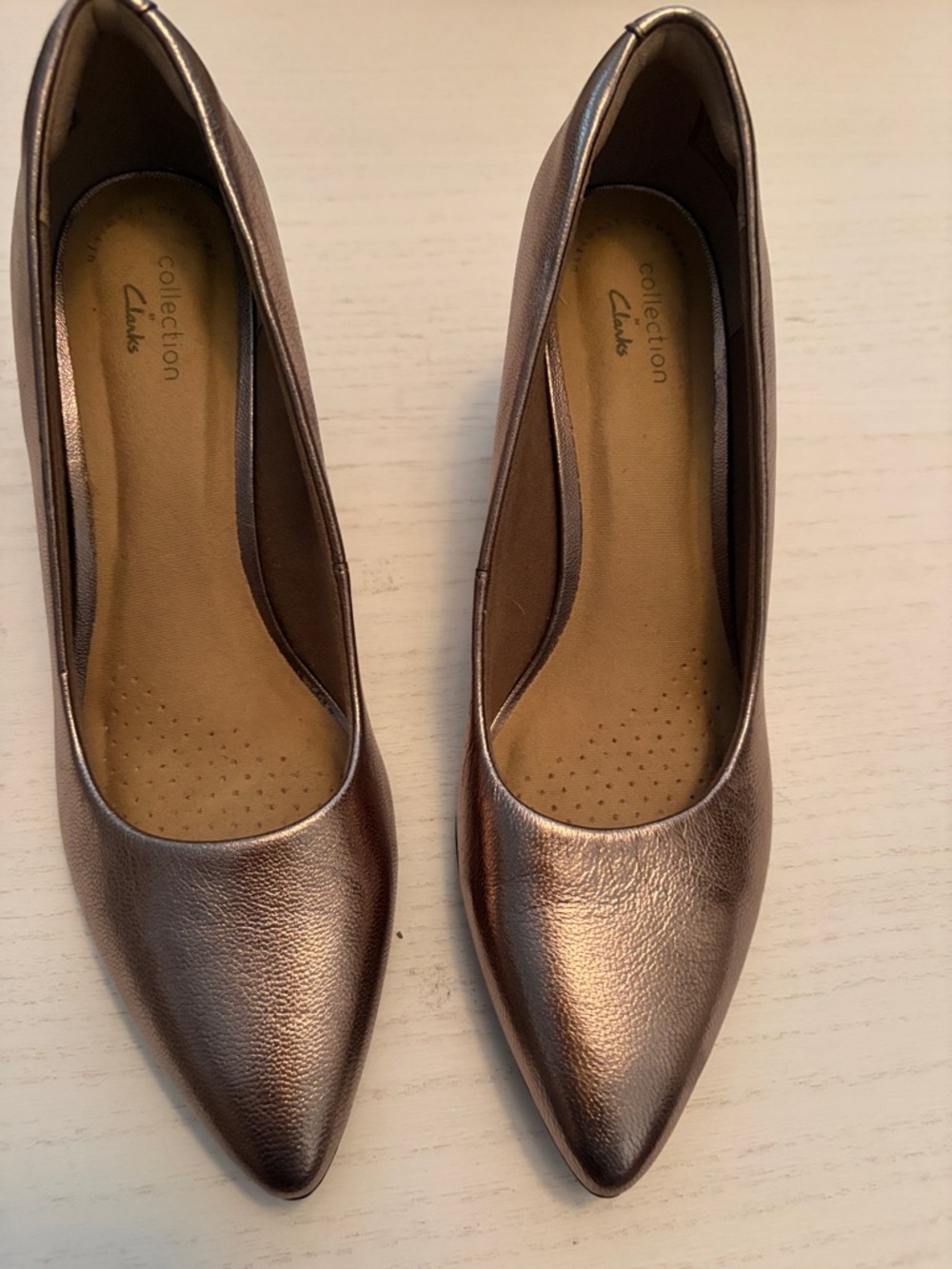Clarks Metallic Bronze Pointed-Toe Women's Flats